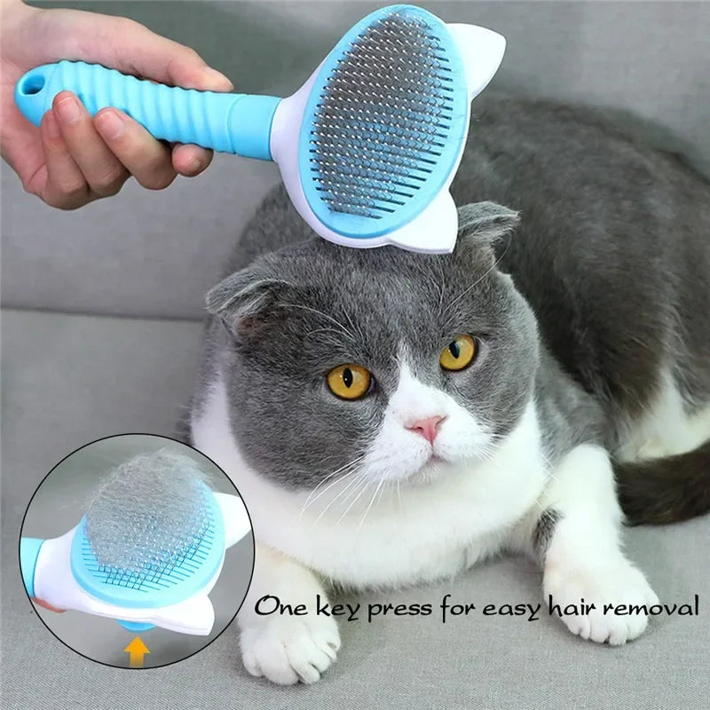 Self-Cleaning Pet Grooming Brush – For Cats & Dogs
