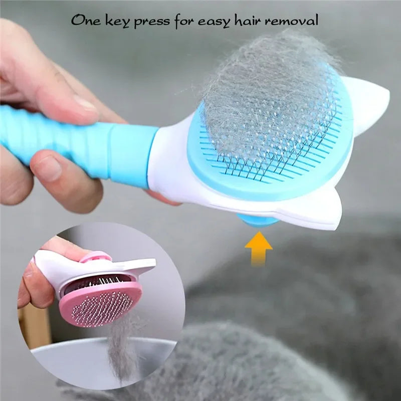 Self-Cleaning Pet Grooming Brush – For Cats & Dogs