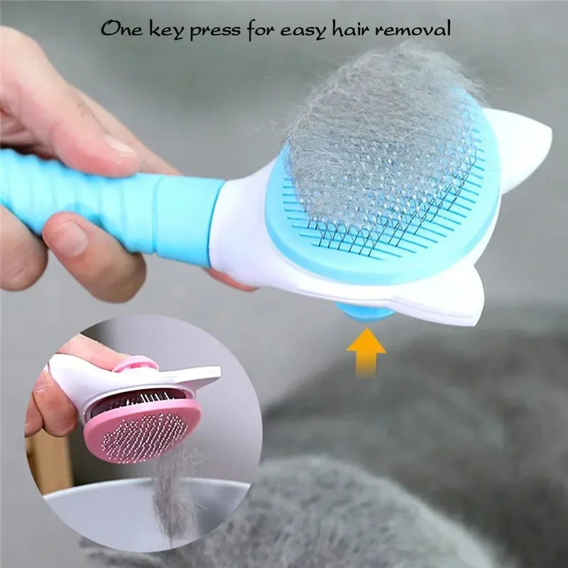 Self-Cleaning Pet Grooming Brush – For Cats & Dogs