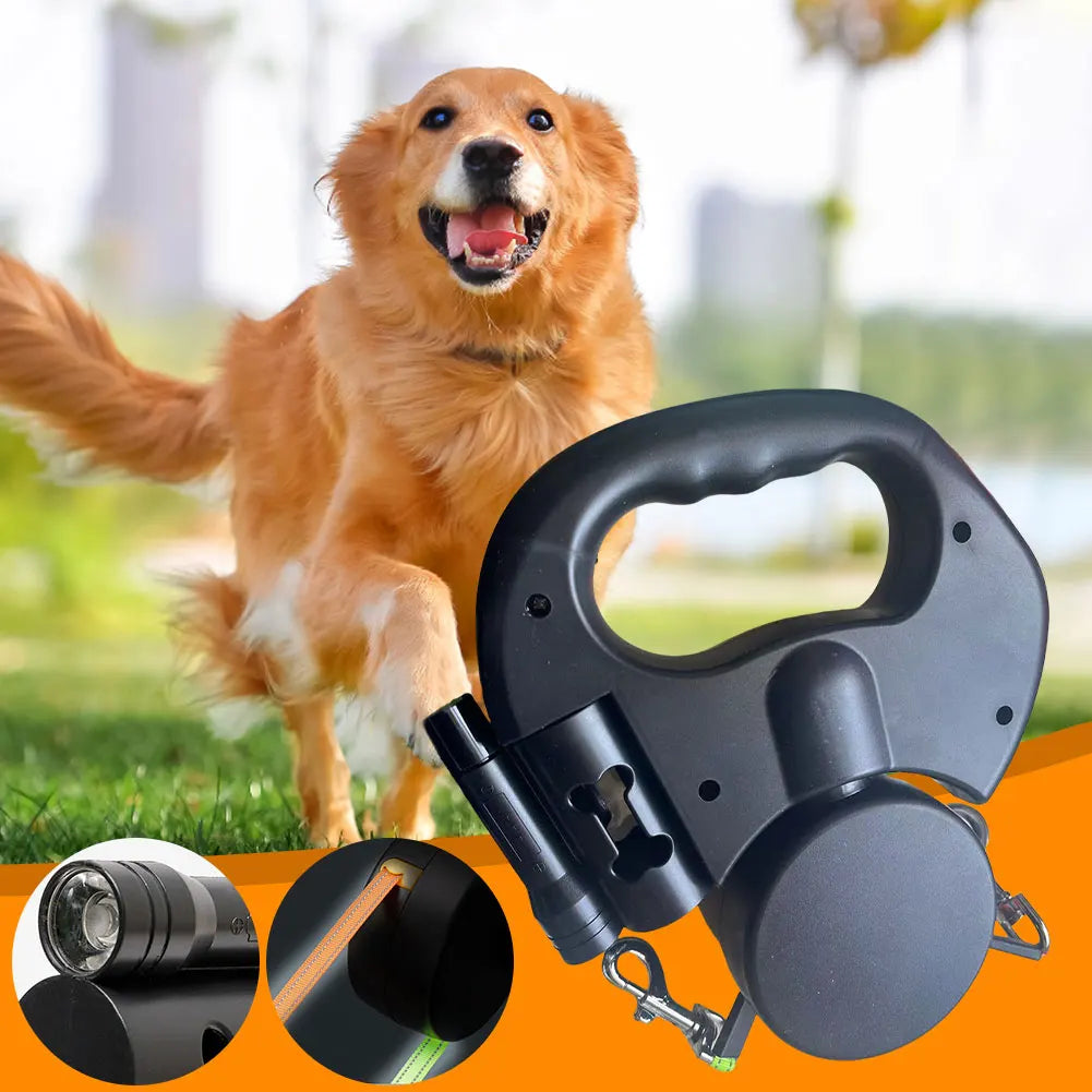 LED Light Retractable Dog Leash for 2 Dogs