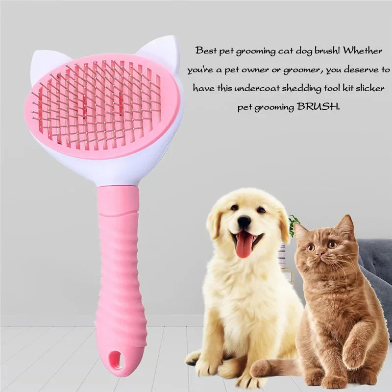 Self-Cleaning Pet Grooming Brush – For Cats & Dogs
