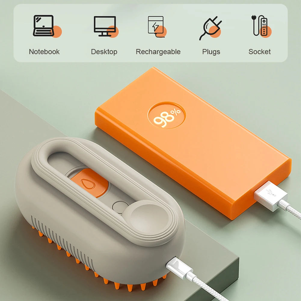 USB Rechargeable Cat and Dog Grooming Comb with Electric Spray