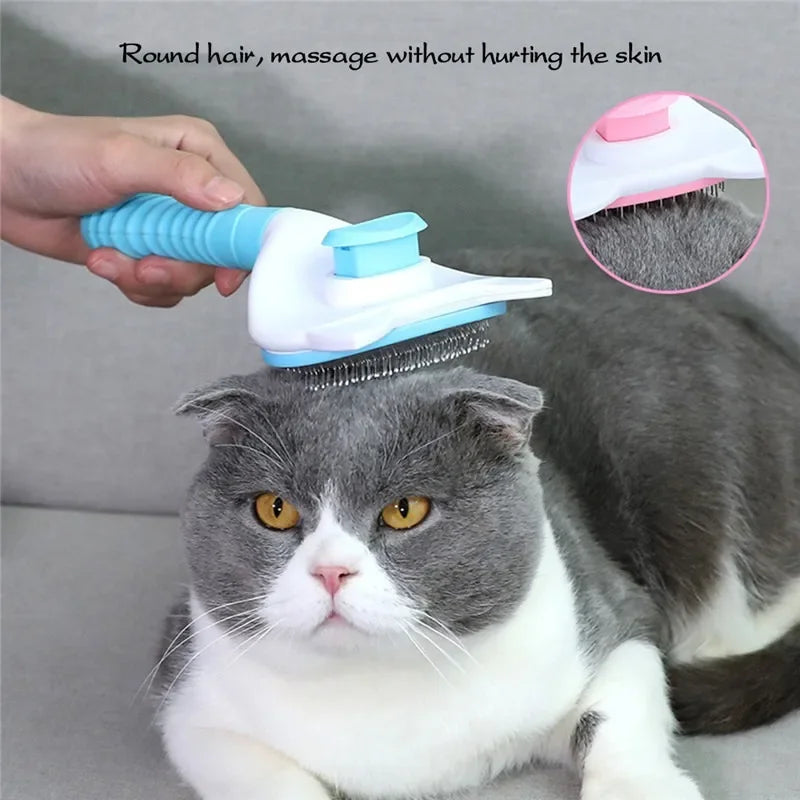 Self-Cleaning Pet Grooming Brush – For Cats & Dogs