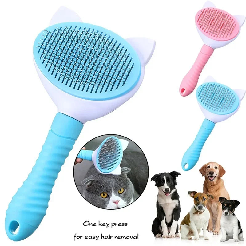 Self-Cleaning Pet Grooming Brush – For Cats & Dogs