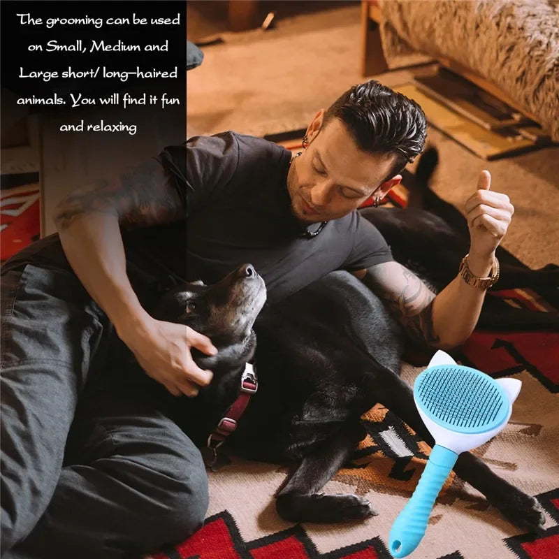 Self-Cleaning Pet Grooming Brush – For Cats & Dogs