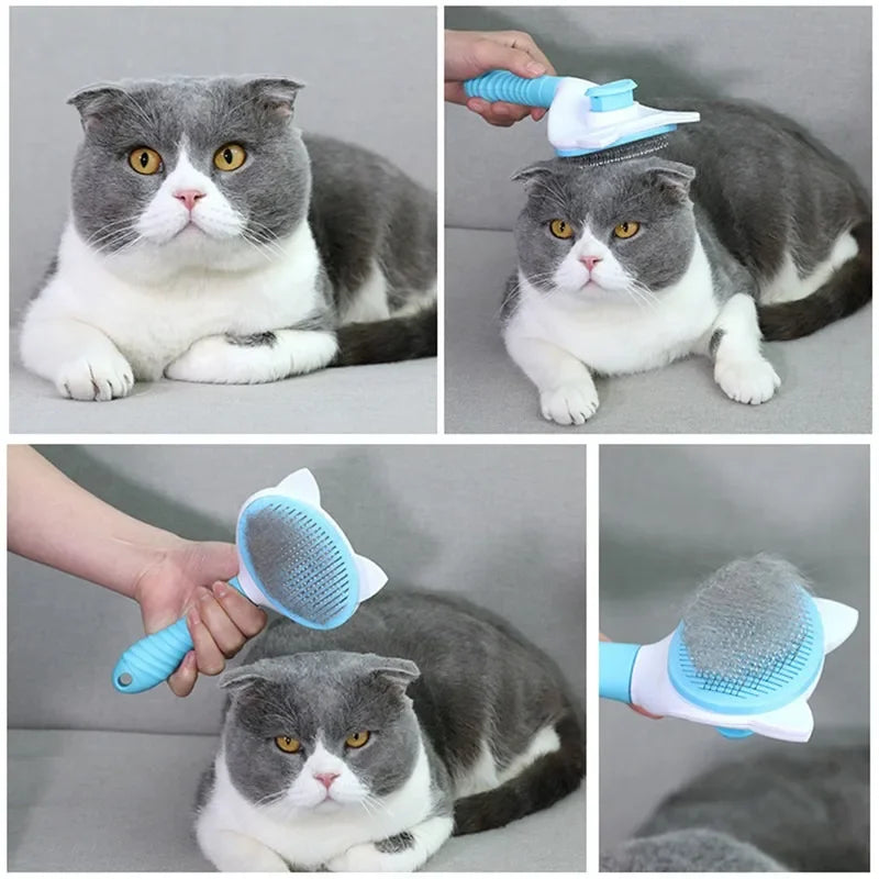 Self-Cleaning Pet Grooming Brush – For Cats & Dogs
