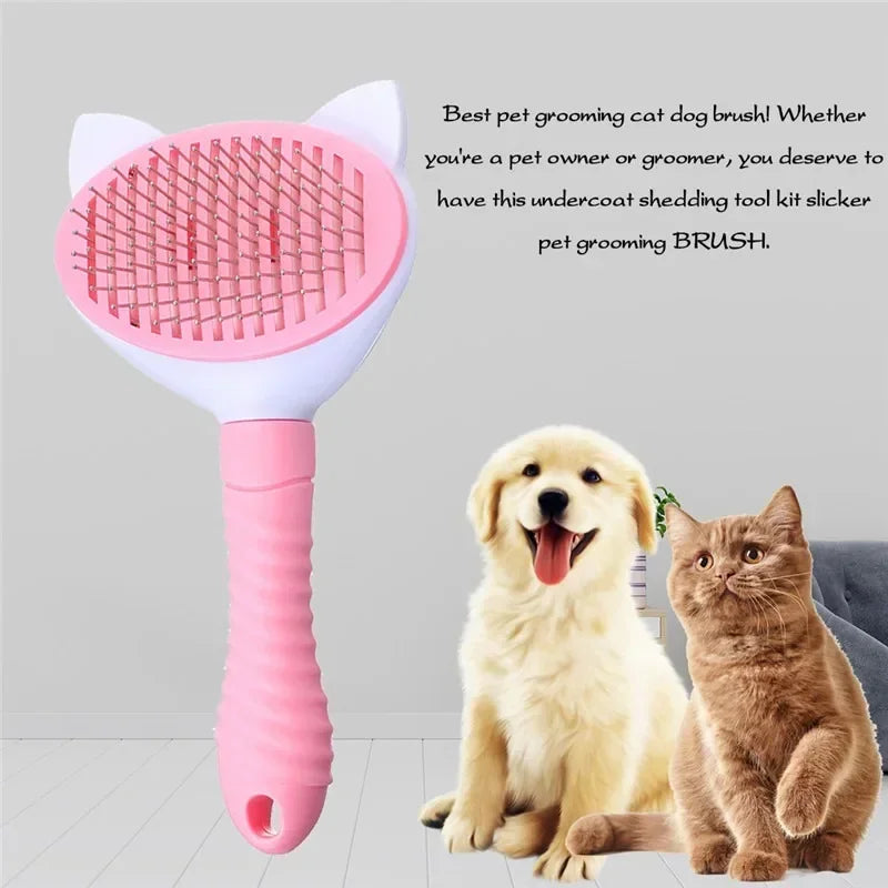 Self-Cleaning Pet Grooming Brush – For Cats & Dogs