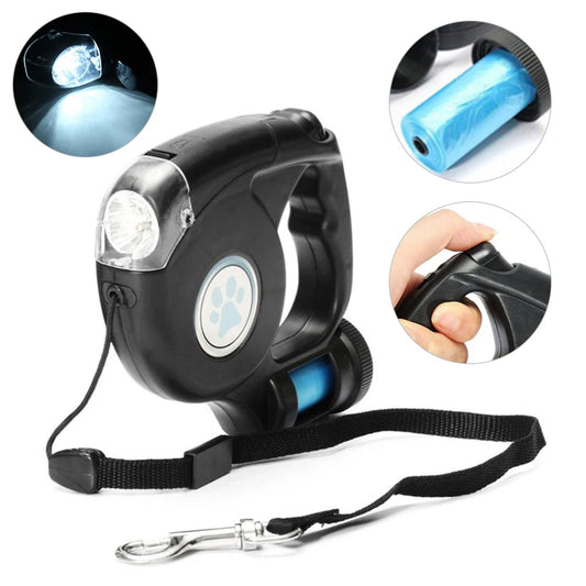 LED Dog Leash With Garbage Bag Automatic 4.5M