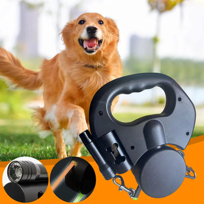 LED Light Retractable Dog Leash for 2 Dogs
