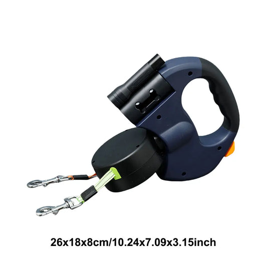 LED Light Retractable Dog Leash for 2 Dogs